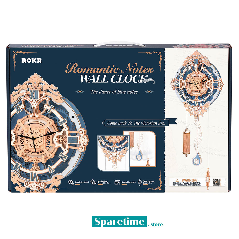 ROKR Romantic Note Wall Clock Mechanical Gear 3D Wooden Puzzle LC701