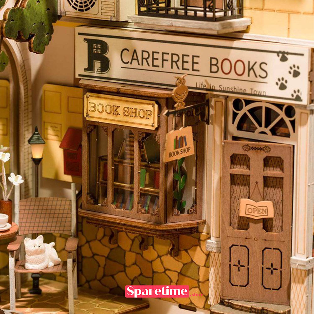 DIY Wooden Book Nook Shelf Insert Kits Miniature Anime Building