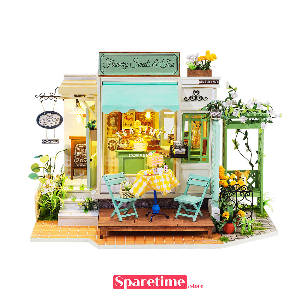 robotime Rolife Flowery Sweets & Teas Miniature Dollhouse kit 