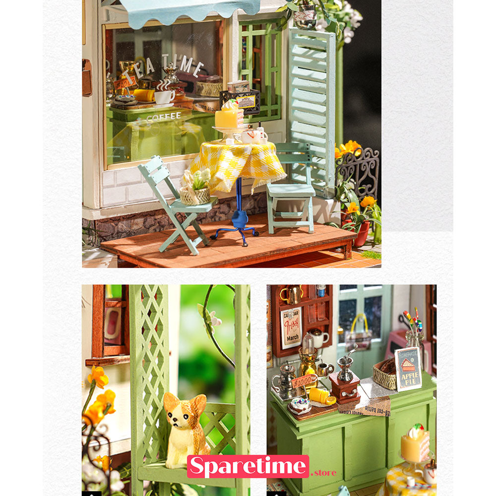 robotime Rolife Flowery Sweets & Teas Miniature Dollhouse kit 