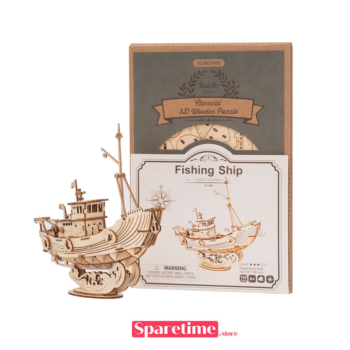 Robotime Rolife Fishing Ship 3D Wooden Puzzle