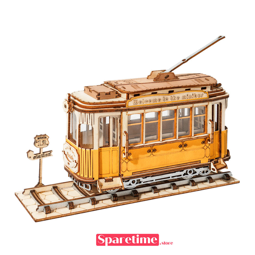 Rolife Pumpkin Retro Tramcar 3D Wooden Puzzle robotime